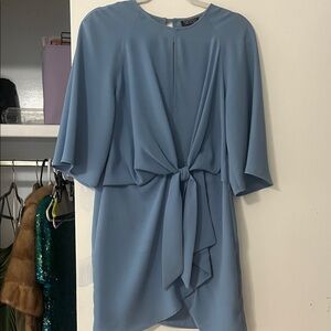 Topshop Dusty Blue Knot-Front Mini Dress